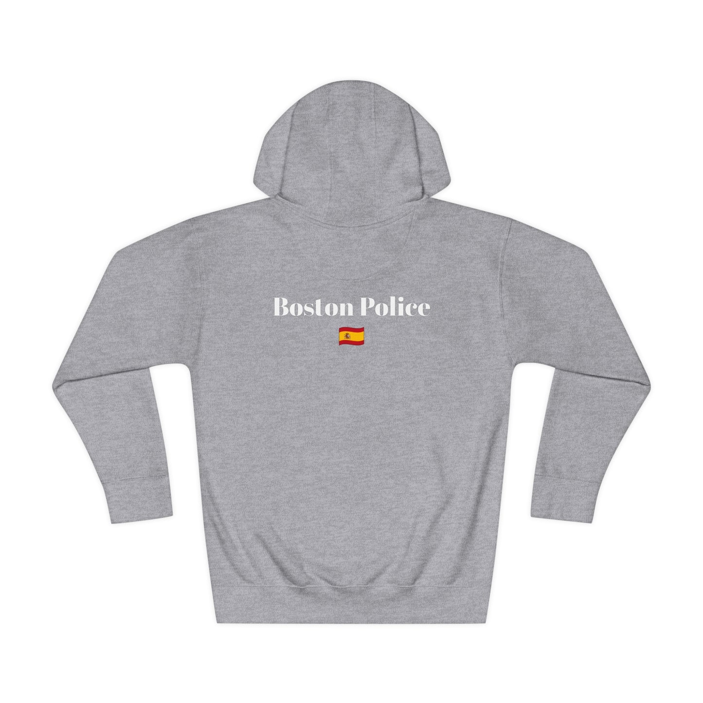 Boston Police (spain flag) EST. 1854 Unisex Fleece Hoodie (white writing)