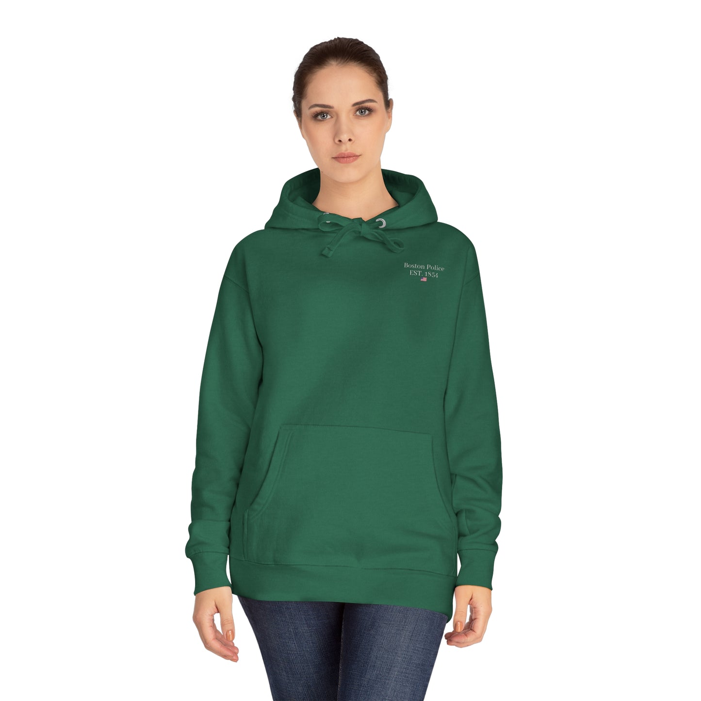 Boston Police (shamrock) EST. 1854 Unisex Fleece Hoodie (white writing)