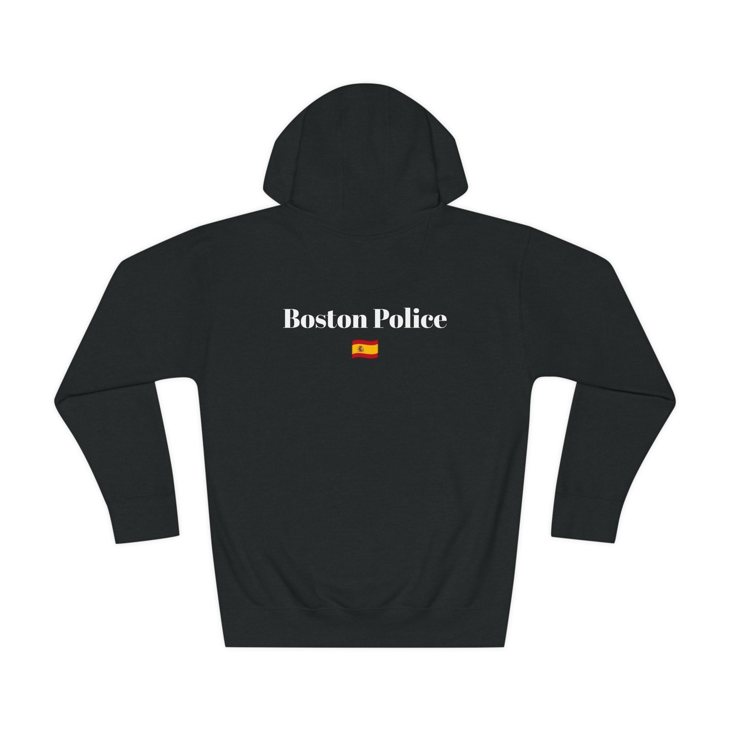 Boston Police (spain flag) EST. 1854 Unisex Fleece Hoodie (white writing)